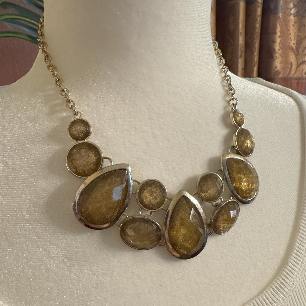 Ann Taylor Adjustable Statement Bib Necklace in Copper